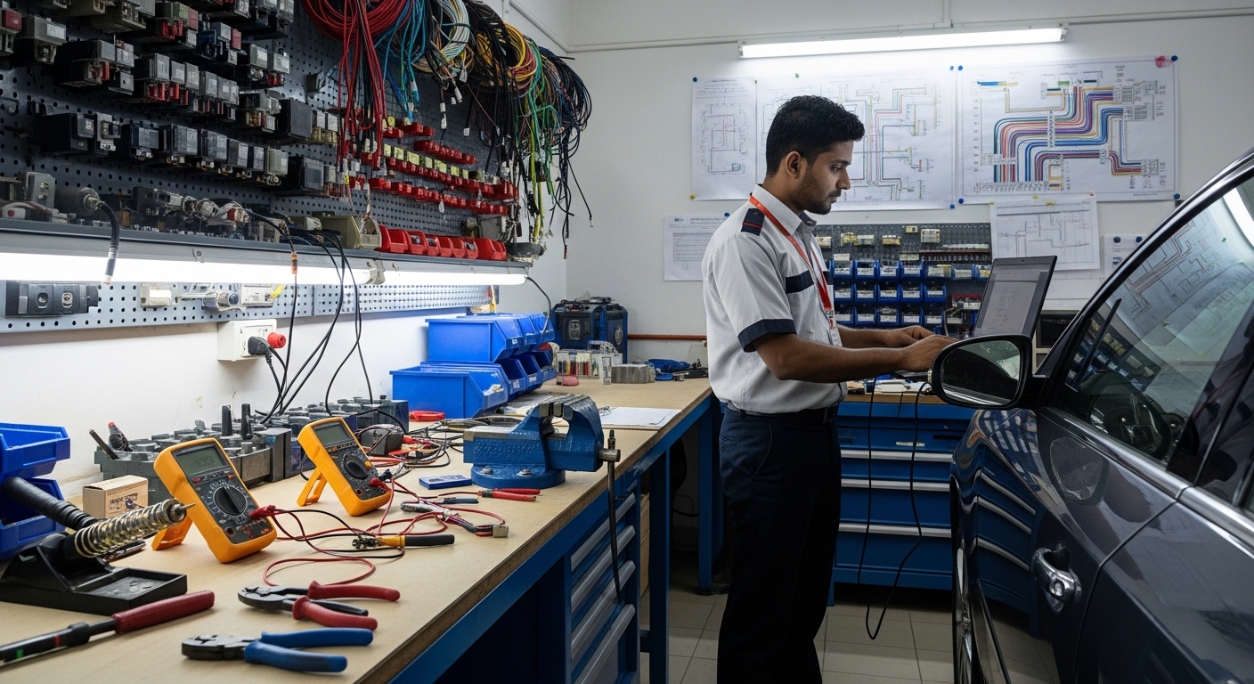 Auto Electrical Works Abu Dhabi — Al Sham Palace Auto Car Service, Mohamed Bin Zayed City, UAE (lat 24.3338632, lng 54.5345258)